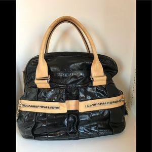 See by Chloe satchel in black & Tan color block